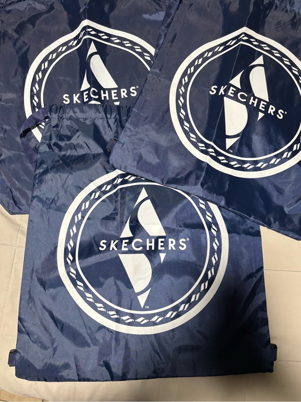 Skechers Navy Blue Drawstring Logo Bag -  3 PACK
